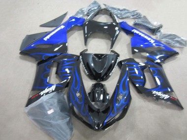 Kawasaki ZX6R 2005-2006 - Ninja 636 de llama azul y negra