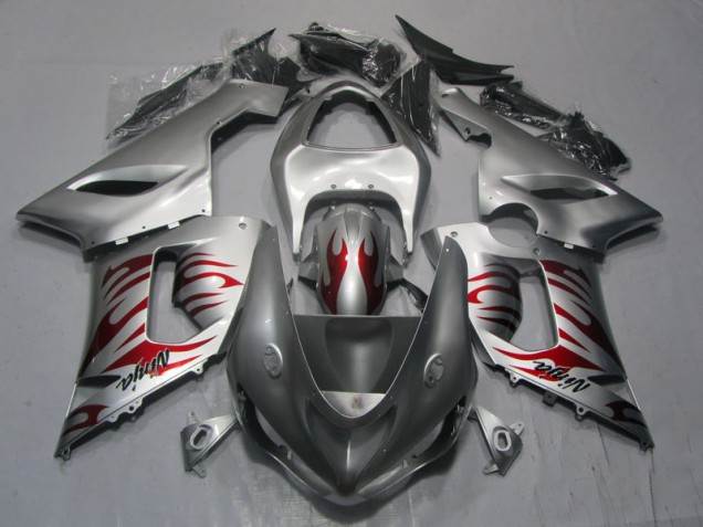 Kawasaki ZX6R 2005-2006 - Plata Rojo Llama Ninja