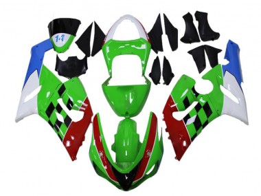 Kawasaki ZX6R 2005-2006 - Verde Rojo Blanco Azul