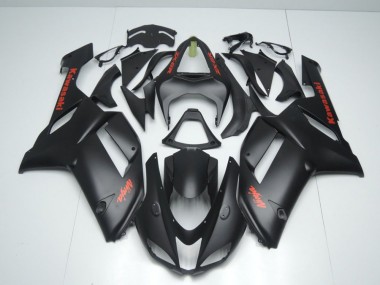 Kawasaki ZX6R 2007-2008 - Negro Mate con Rojo Pegatinas
