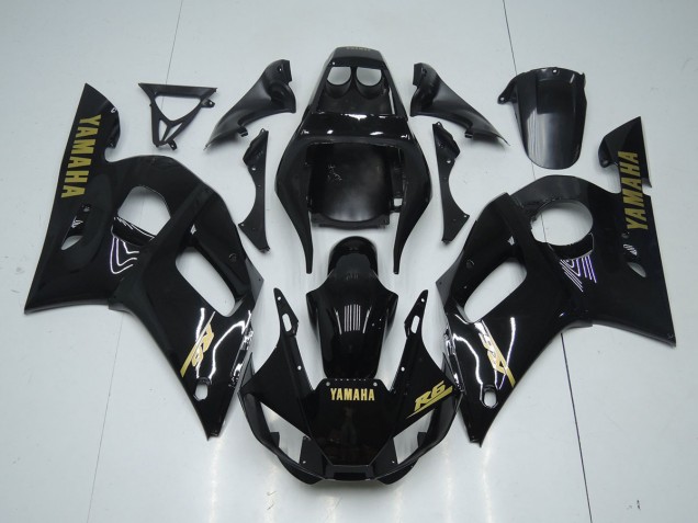 Yamaha R6 1998-2002 - Brillante Negro Oro Pegatinas