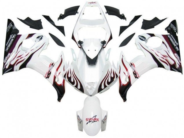 Yamaha R6 2003-2005 - Blanco Negro Rojo Llama