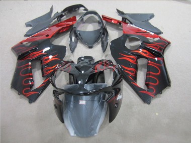 Kawasaki ZX6R 2007-2008 - Negro Rojo Llama