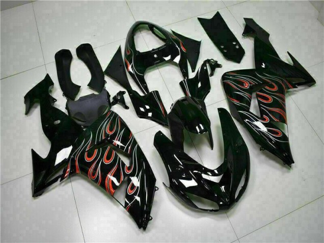 Kawasaki ZX10R 2006-2007 - Negro Rojo Llama