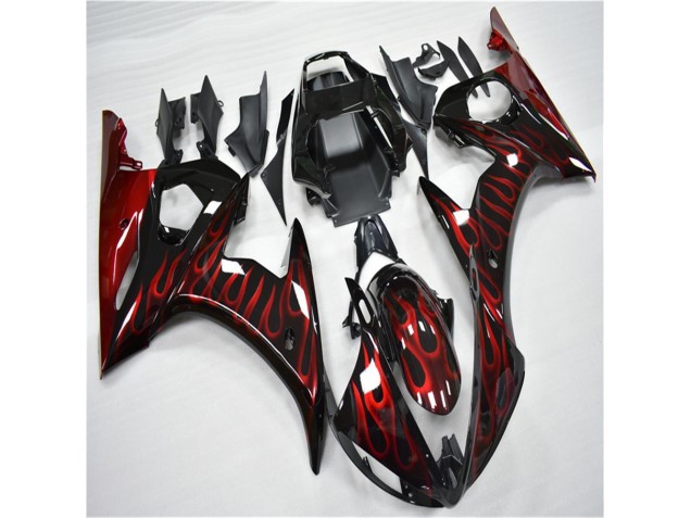 Yamaha R6 2003-2005 - Negro Rojo Llama